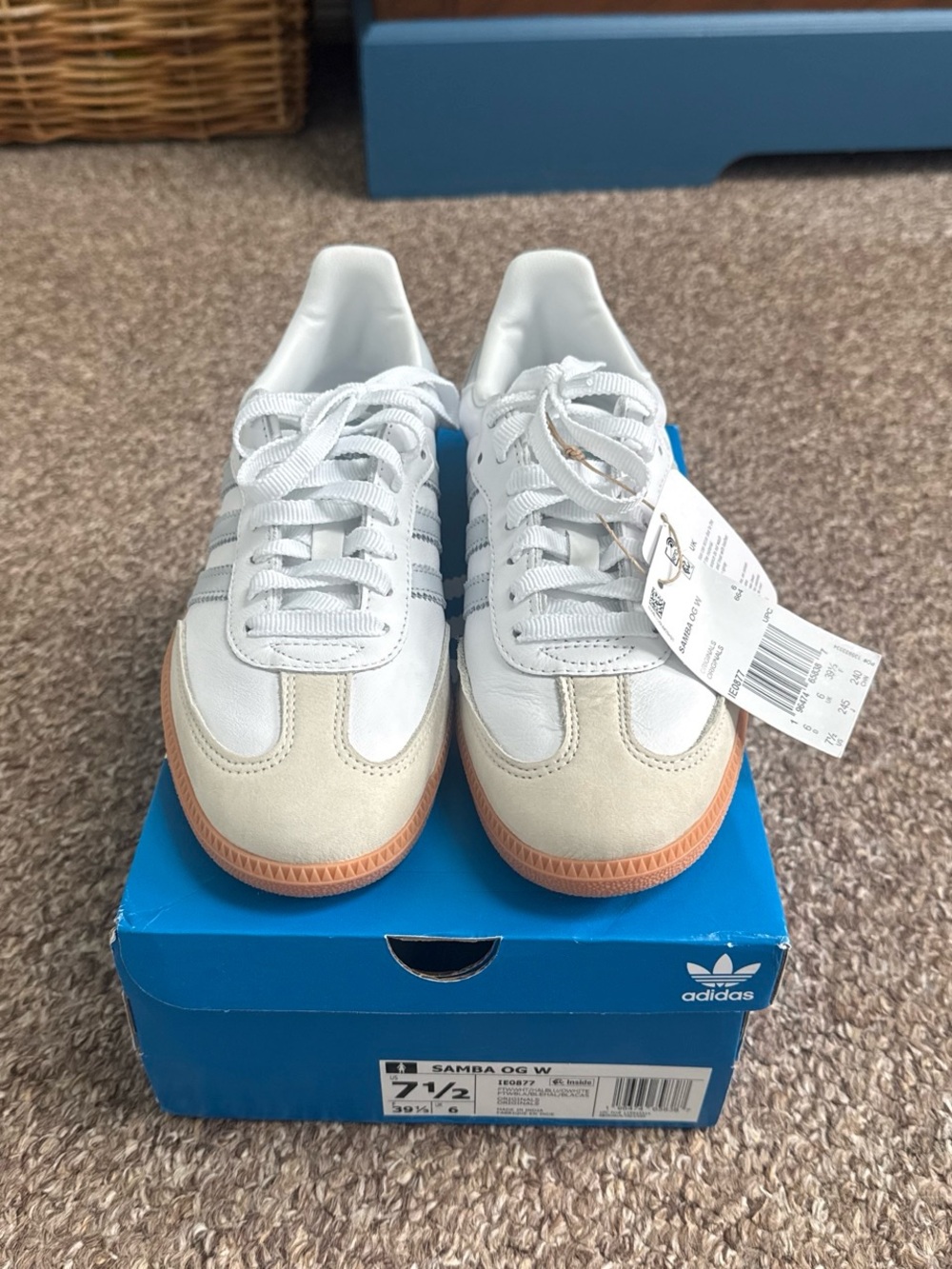adidas Samba OG Women White and Beige Sneakers with Gum Sole